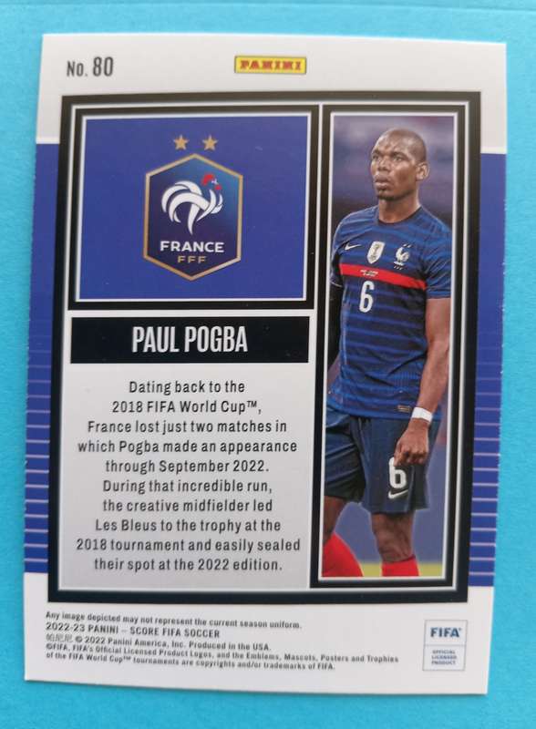 PAUL POGBA (France) - PANINI SCORE FIFA SOCCER 2022 - GLITTER TRADING CARD 80