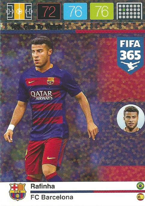 RAFINHA - PANINI "FIFA 365" 2016 COLLECTION - FOIL "ONE to WATCH" TRADING CARD 165