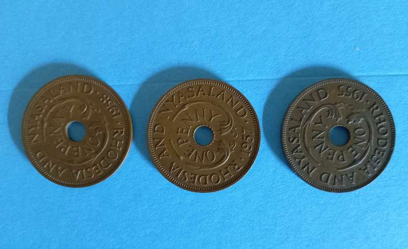 RHODESIA - Lot of Three 1 Penny  Circulated coins, Various dates