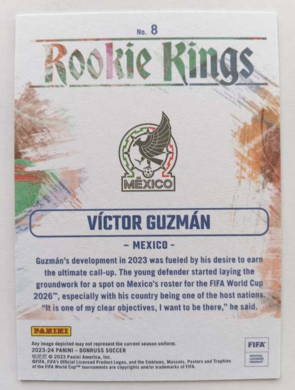 VICTOR GUZMAN (Mexico) - PANINI DONRUSS ROOKIE KINGS 2023/24 - BRONZE ROOKIE TRADING CARD 8