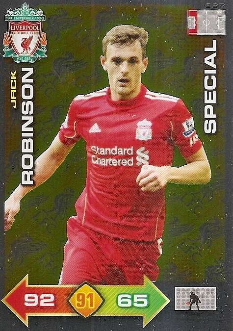 JACK ROBINSON - PANINI LIVERPOOL 2011/12 COLLECTION - RARE  GOLD  "SPECIAL" TRADING CARD 67