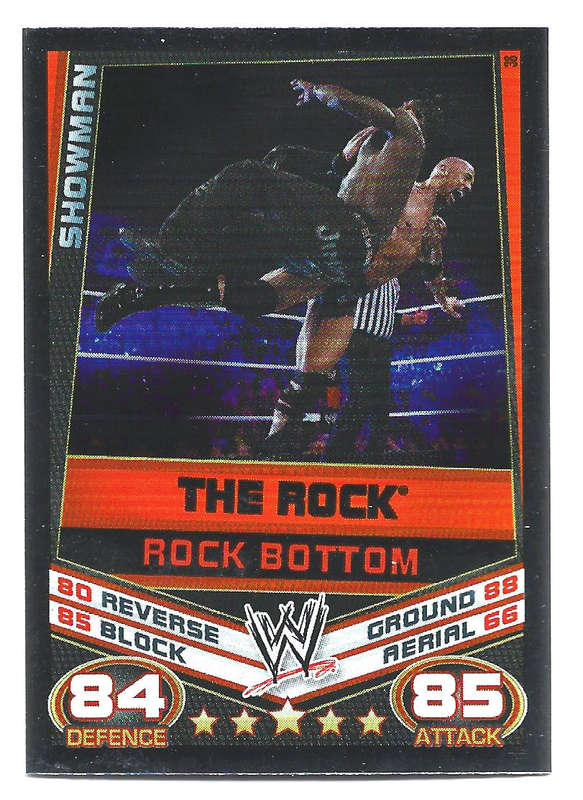 THE ROCK - TOPPS WWE SLAM ATTAX REBELLION 2013/14 - FOIL `FINNISH MOVE` TRADING CARD