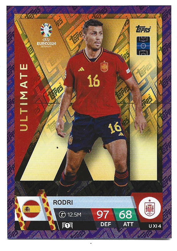 RODRI - Topps `UEFA EURO 2024` Collection -  PURPLE PARALLEL`ULTIMATE` Trading Card XI 4