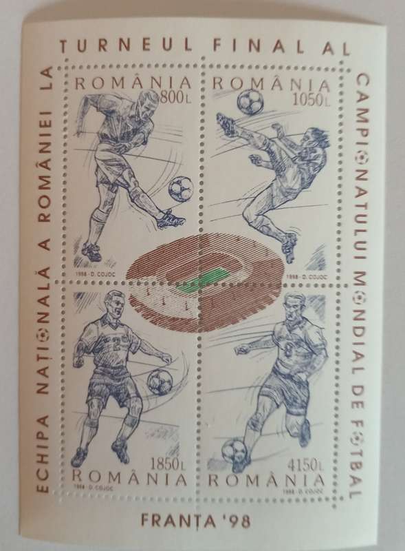 ROMANIA - FIFA WORLD CUP FRANCE 1998 STAMP SHEET - STAMP MINIATURE SHEET