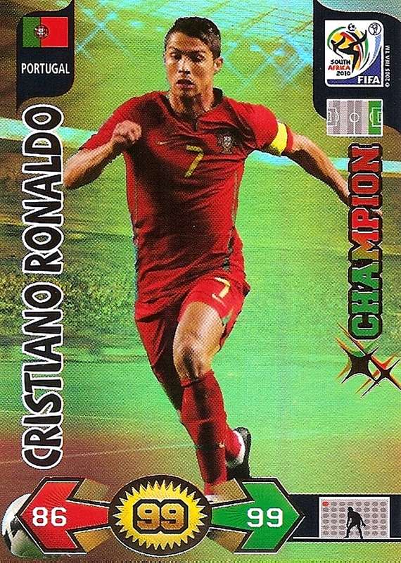 CRISTIANO RONALDO - PANINI FIFA WORLD CUP 2010 S/Africa - RARE GOLD "CHAMPION" TRADING CARD