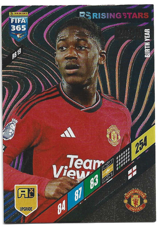KOBBIE MAINOO (Man. United) - PANINI FIFA 365 UPDATES 2024 - GOLD `RISING STAR`TRADING CARD RS19