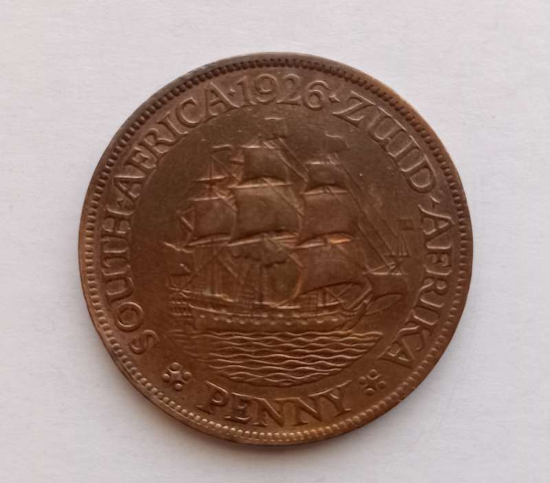 UNION of SOUTH AFRICA - 1 Penny Coin 1926 - Coin in F Condition