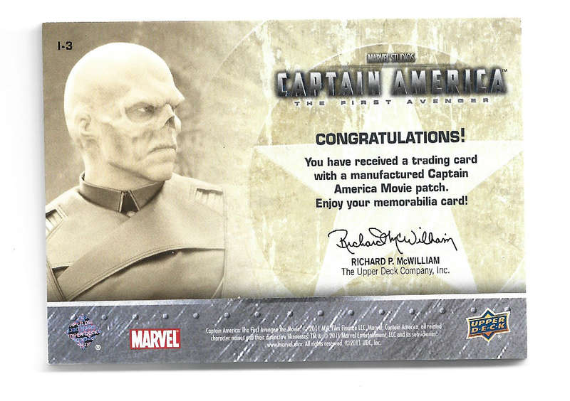 RED SKULL - UPPER DECK CAPTAIN AMERICA the MOVIE 2011 - VERY RARE "INSIGNIA PATCH" TRADING CARD