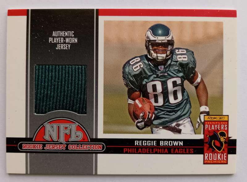 REGGIE BROWN - TOPPS NFL 2005 COLLECTION -  "GAME USED JERSEY" TRADING CARD