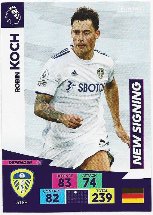 LEEDS UNITED - ENGLISH PREMIER LEAGUE 2020/2021 - TEAM SET of 28 `FOIL and BASE` TRADING CARDS