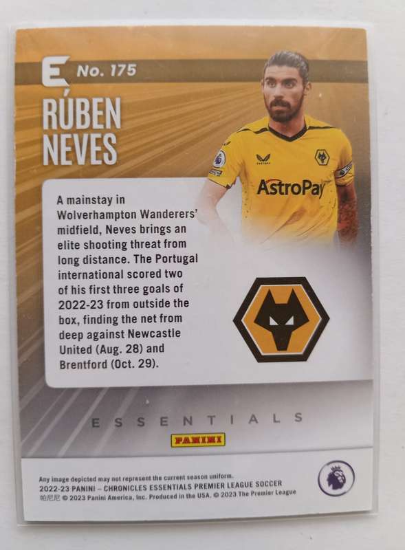 RUBEN NEVES (Wolves)  - PANINI CRONICLES EPL 2023 - RED ESSENTIALS TRADING CARD 89 of 99