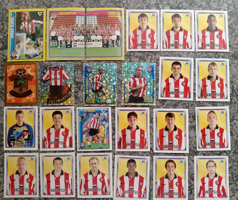 SOUTHAMPTON FC - MERLIN Premier League sticker collection 1998 - COMPLETE TEAM SET OF 24 STICKERS