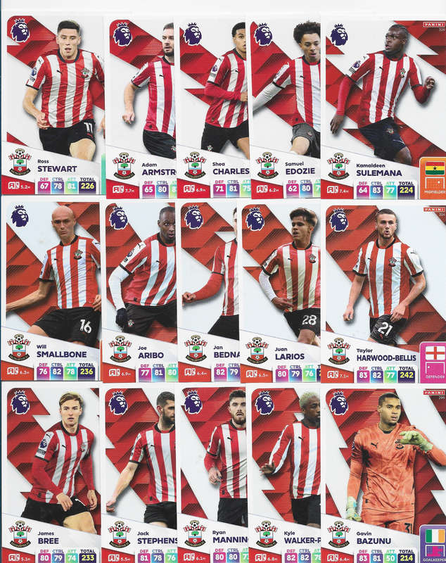 SOUTHAMPTON FC  - PANINI English Premier League 2024/25 - COMPLETE TEAM SET of 21 CARDS