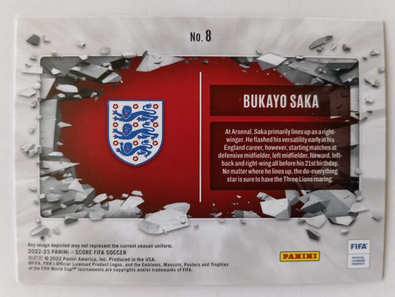 BUKAYO SAKA (England) - PANINI FIFA SOCCER SCORE 2023 - SCORE BREAKTHROUGH INSERT TRADING CARD 8