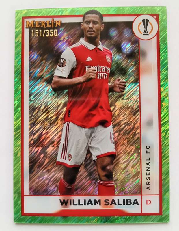 WILLIAM SALIBA (Arsenal) - TOPPS MERLIN CHROME C/LEAGUE 2023 - NEON GREEN TRADING CARD 151 of 350