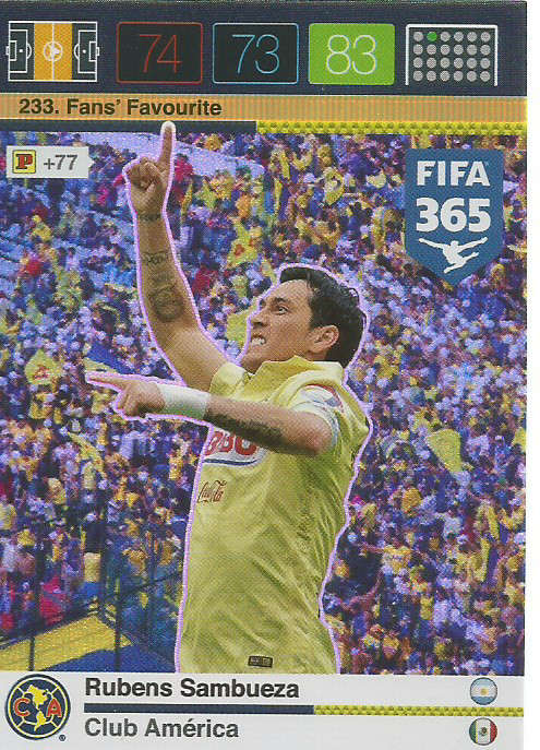 RUBENS SAMBUEZA - PANINI "FIFA 365" 2016 COLLECTION - FOIL "FANS FAVOURITE" TRADING CARD 233
