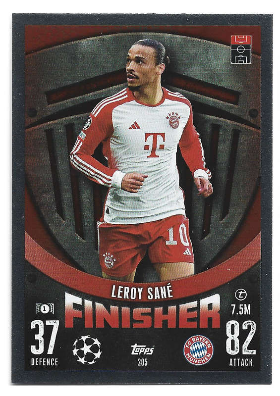 LEROY SANE - TOPPS `CHAMPIONS/EUROPA LEAGUE` 2023/24 -  FOIL "FINISHER" TRADING CARD