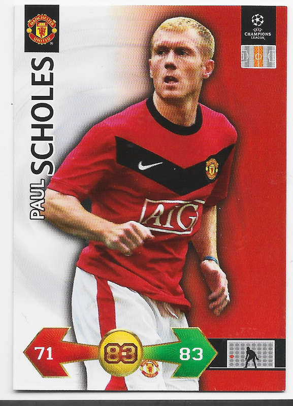 PAUL SCHOLES (Man. United) - PANINI CHAMPIONS LEAGUE `S/STRIKES` 2009/10 - `BASE` TRADING CARD