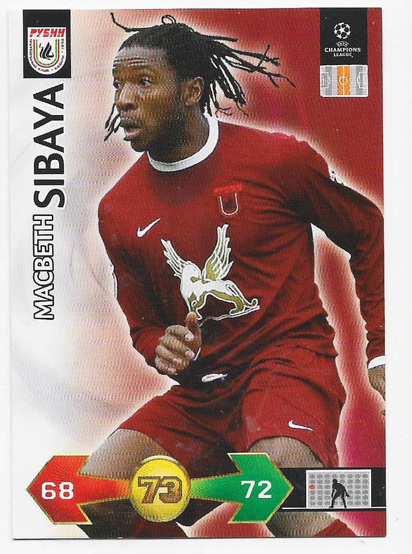 MACBETH SIBAYA  - PANINI CHAMPIONS LEAGUE `S/STRIKES` 2009/10 - `BASE` TRADING CARD