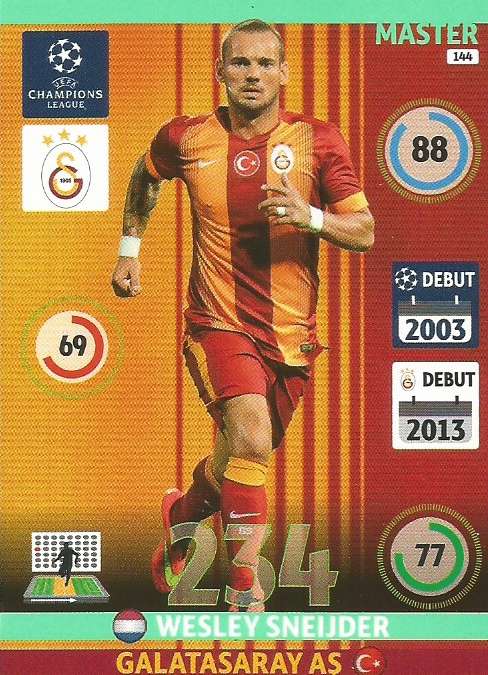 WESLEY SNEIJDER  - PANINI  CHAMPIONS LEAGUE  2014/15 COLLECTION - "MASTER" TRADING CARD 144
