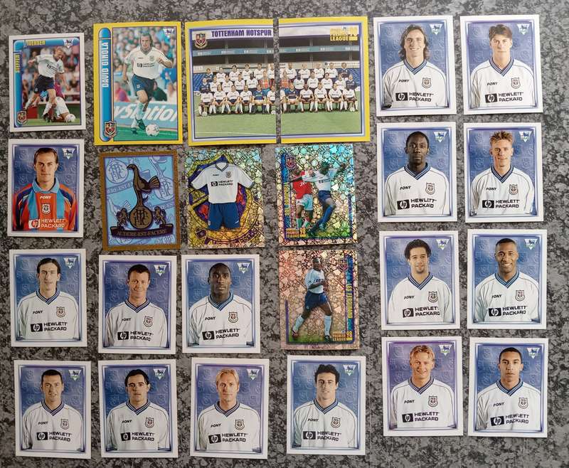 TOTTENHAM HOTSPUR - MERLIN Premier League sticker collection 1998 - COMPLETE TEAM SET OF 24 STICKERS