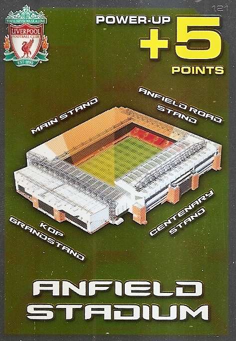 ANFIELD STADIUM - PANINI LIVERPOOL 2011/12 COLLECTION - RARE GOLD  "SPECIAL" TRADING CARD 121