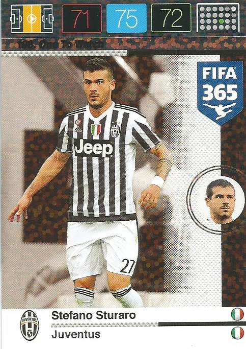 STEFANO STURARO - PANINI "FIFA 365" 2016 COLLECTION - FOIL "ONE to WATCH" TRADING CARD 198