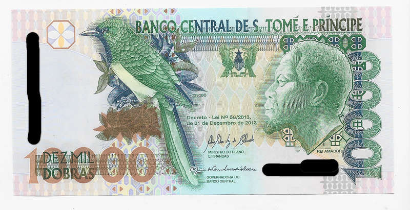 ST TOME e PRINCIPE CENTRAL BANK  - 10000 DOBRAS BANK NOTE  2013 - UNC CONDITION A