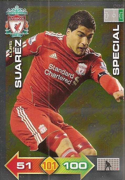 LUIS SUAREZ - PANINI LIVERPOOL 2011/12 COLLECTION - RARE  ROOKIE GOLD  "SPECIAL" TRADING CARD 83