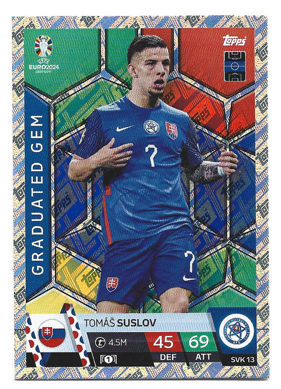 TOMAS SUSLOV - Topps `UEFA EURO 2024` Collection - FOIL`GRADUATED GEM` Trading Card SVK13