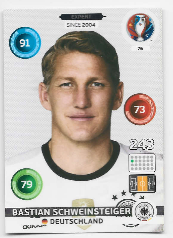 BASTIAN SCHWEINSTEIGER - PANINI "UEFA EURO 2016" COLLECTION -   `EXPERT` TRADING CARD