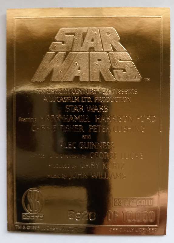 STAR WARS the MOVIE - Genuine 23ct Gold Plated Trading Card 5928 of 1000