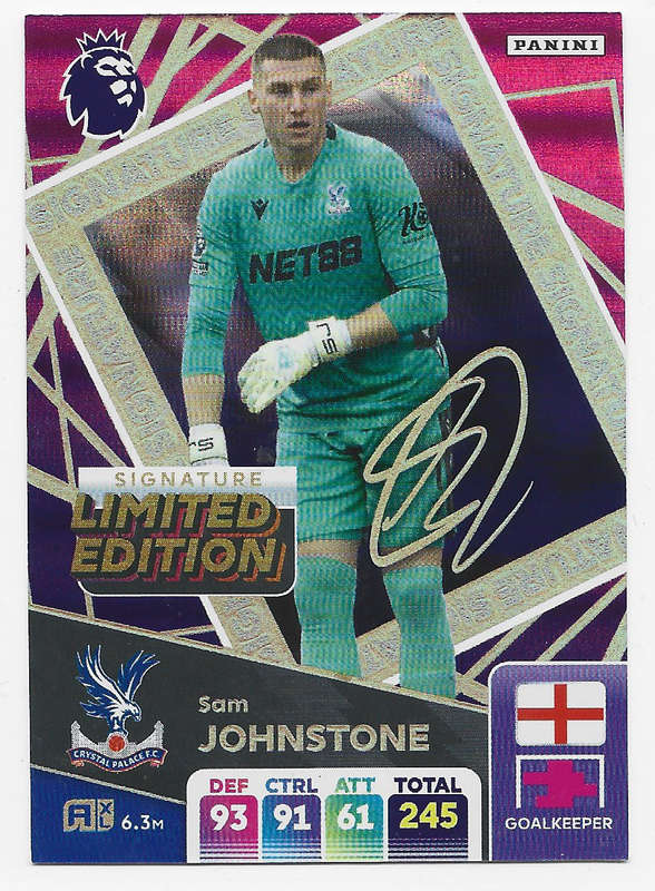 SAM JOHNSTONE - PANINI English Premier League 2024/25 - RARE "SIGNATURE LIMITED EDITION" CARD
