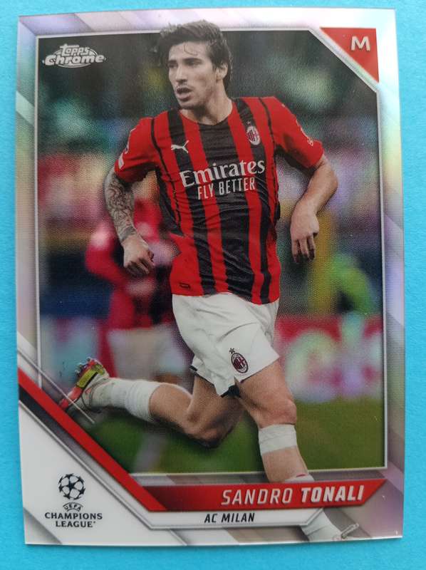 SANDRO TONALI (AC Milan)  - TOPPS Chrome C/League 2022 - CHROME REFRACTOR TRADING CARD