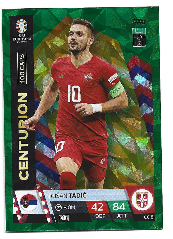 DUSAN TADIC - Topps `UEFA EURO 2024` Collection -  EMERALD PARALLEL`CENTURION` Trading Card CC8