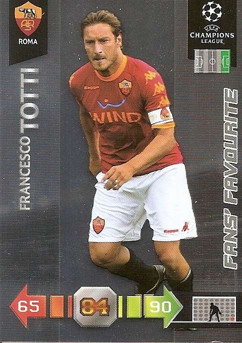 FRANCESCO TOTTI - PANINI `CHAMPIONS LEAGUE` 2010/2011 - FOIL `FANS FAVOURITE` TRADING CARD