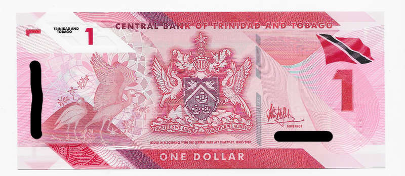 TRINIDAD and TOBAGO CENTRAL BANK  - I DOLLAR BANK NOTE 2020 -  POLYMER NOTE UNC CONDITION C