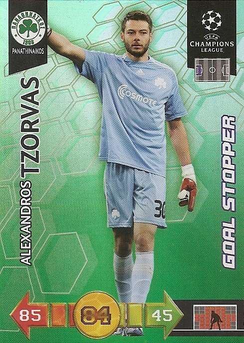 ALEX. TZORVAS - PANINI `CHAMPIONS LEAGUE` 2010/2011 - FOIL `GOAL STOPPER` TRADING CARD