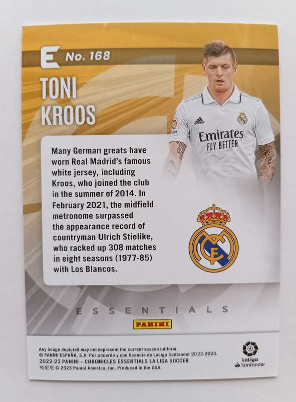 TONI KROOS (Real Madrid)  - PANINI CRONICLES LA LIGA 2023 - RED ESSENTIALS TRADING CARD 88 of 99
