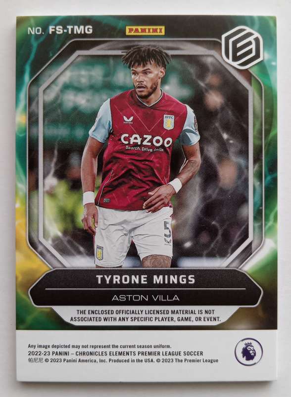 TYRONE MINGS (Ast/Villa) - PANINI EPL CHRONICLES FUSION SWATCHES 2023 - DUO SWATCH CARD 45 of 49