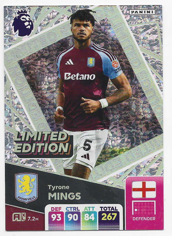 TYRONE MINGS - PANINI English Premier League 2024/25 - "LIMITED EDITION" TRADING CARD