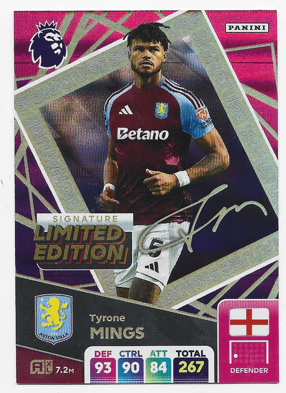 TYRONE MINGS - PANINI English Premier League 2024/25 - RARE "SIGNATURE LIMITED EDITION" CARD