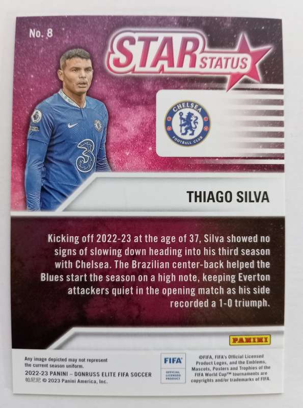 THIAGO SILVA (Chelsea) - PANINI DONRUSS ELITE FIFA SOCCER 2023 - PINK STAR STATUS TRADING CARD 8