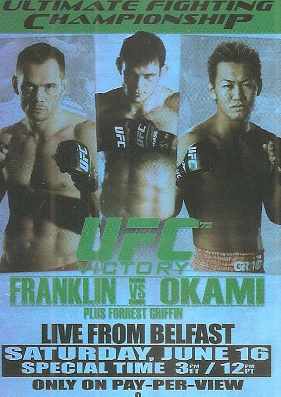 UFC 72 PROMO - TOPPS UFC 2010 COLLECTION -  FOIL "ADVERT" UFC 72 TRADING CARD