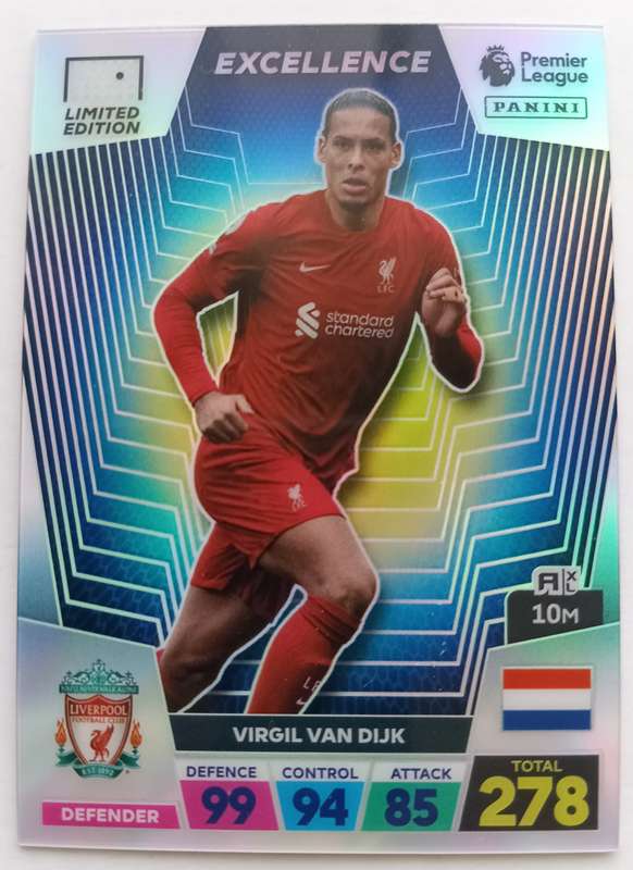 VIRGIL VAN DIJK - PANINI Eng. Premier League 2022/2023 - RARE `EXCELLENCE` TRADING CARD