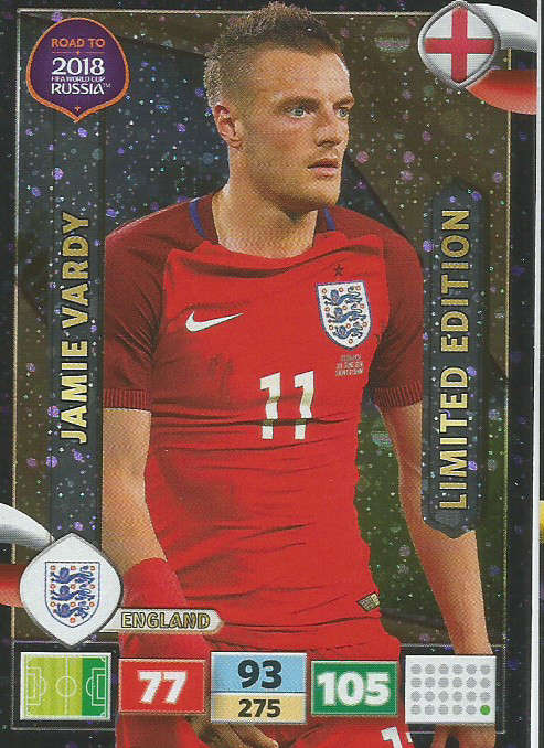 JAMES VARDY - PANINI "Road to WORLD CUP 2018" - "LIMITED EDITION"  FOIL TRADING CARD