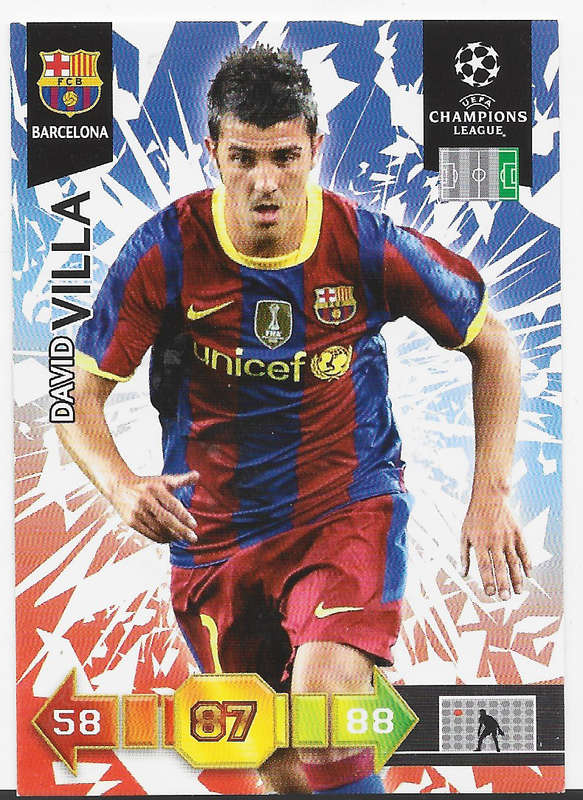 DAVID VILLA (Barcelona) - PANINI `CHAMPIONS LEAGUE` 2010/11 - `BASE` TRADING CARD