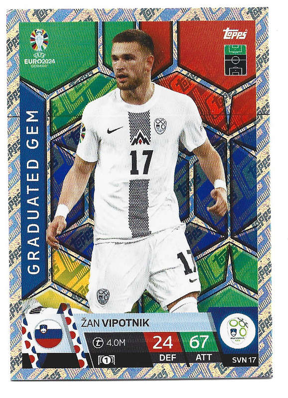 ZAN VIPOTNIK - Topps `UEFA EURO 2024` Collection - FOIL`GRADUATED GEM` Trading Card SVN17