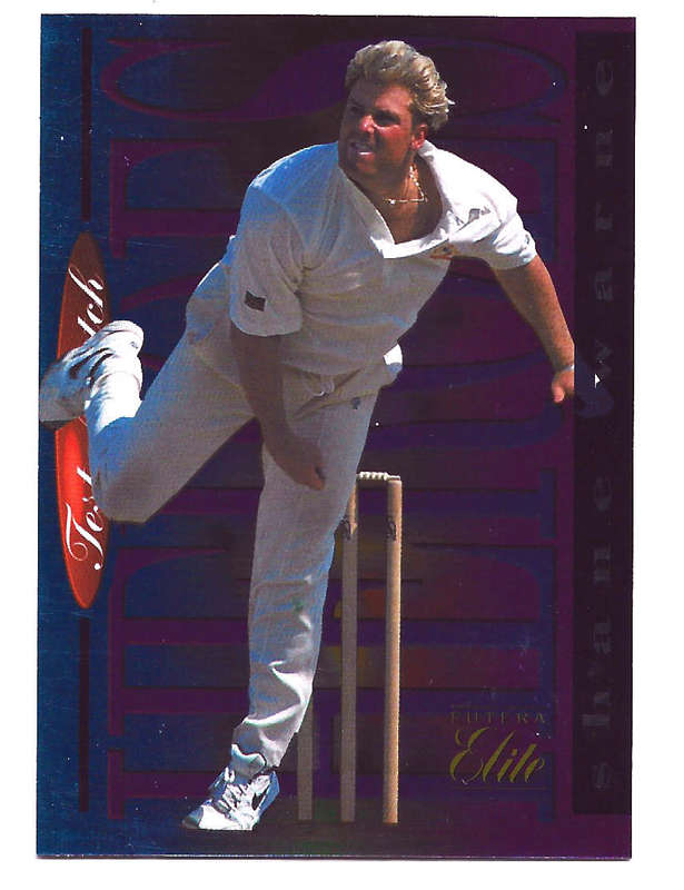 SHANE WARNE - 1996 FUTERA ELITE FOIL CRICKET COLLECTION - FOIL MATCH HEROES TRADING CARD 38