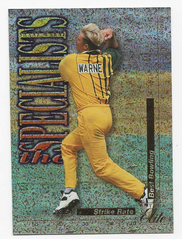 SHANE WARNE - 1996 FUTERA CRICKET PREMIUM ELITE COLLECTION - RARE `SPECIALISTS` TS14 FOIL CARD Un.